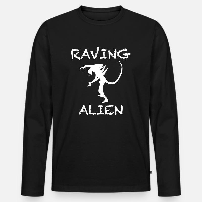 Raving Alien - Männer Premium Bio Langarmshirt - Schwarz