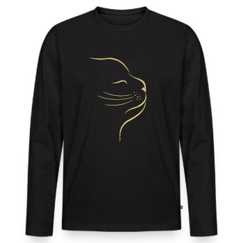 chat - T-shirt manches longues Premium bio Homme - noir - Devant - Nico (187cm)