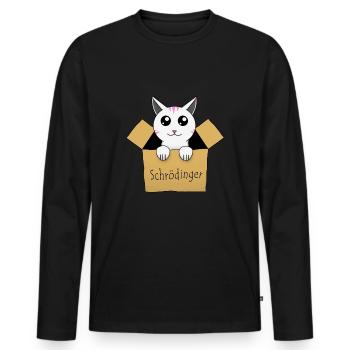 Le chat de Schrödinger dans une boîte - T-shirt manches longues Premium bio Homme - noir - Devant - Nico (187cm)