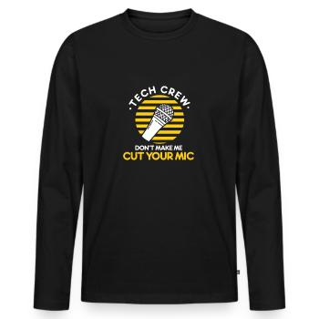 Tech Crew Cut Your Mic Music Manager Broadway - Men's Premium Organic Long Sleeve Shirt - black - Front - Nico (187cm)
