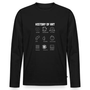 Histoire de l’art. Art de l’histoire - T-shirt manches longues Premium bio Homme - noir - Devant - Nico (187cm)