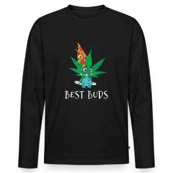 Best Buds Weed Gras Pizza Best friends smoking pot - Men's Premium Organic Long Sleeve Shirt - black - Front - Nico (187cm)