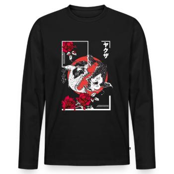 Japanese Art Style Koi Fish - Men's Premium Organic Long Sleeve Shirt - black - Front - Nico (187cm)