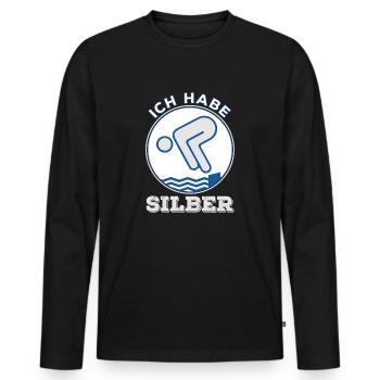 Ich hab Silber Schwimmabzeichen Schwimmer - Männer Premium Bio Langarmshirt - Schwarz - Vorne - Nico (187cm)