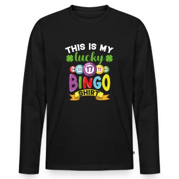 Lustiger Spruch This Is My Lucky Bingo Shirt - Männer Premium Bio Langarmshirt - Schwarz - Vorne - Nico (187cm)