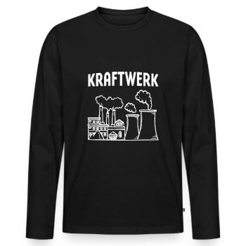 Das Kraftwerk - Männer Premium Bio Langarmshirt - Schwarz - Vorne - Nico (187cm)