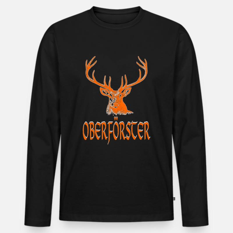 OBERFÖRSTER - Männer Premium Bio Langarmshirt - Schwarz