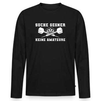Dart Suche Gegner Keine Amateure - Männer Premium Bio Langarmshirt - Schwarz - Vorne - Nico (187cm)