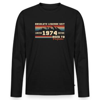Geboren 1974 Jahrgang Berge Geburtstag - Männer Premium Bio Langarmshirt - Schwarz - Vorne - Nico (187cm)