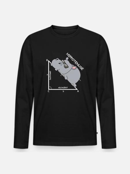 Hippotenuse | Nilpferd, Mathematik, Hypothenuse - Männer Premium Bio Langarmshirt - Schwarz