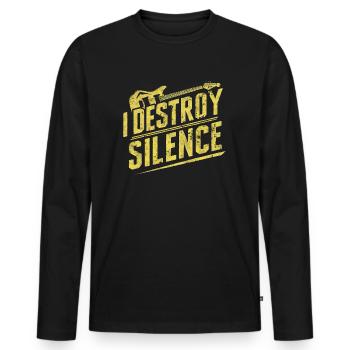 I Destroy Silence - Men's Premium Organic Long Sleeve Shirt - black - Front - Nico (187cm)