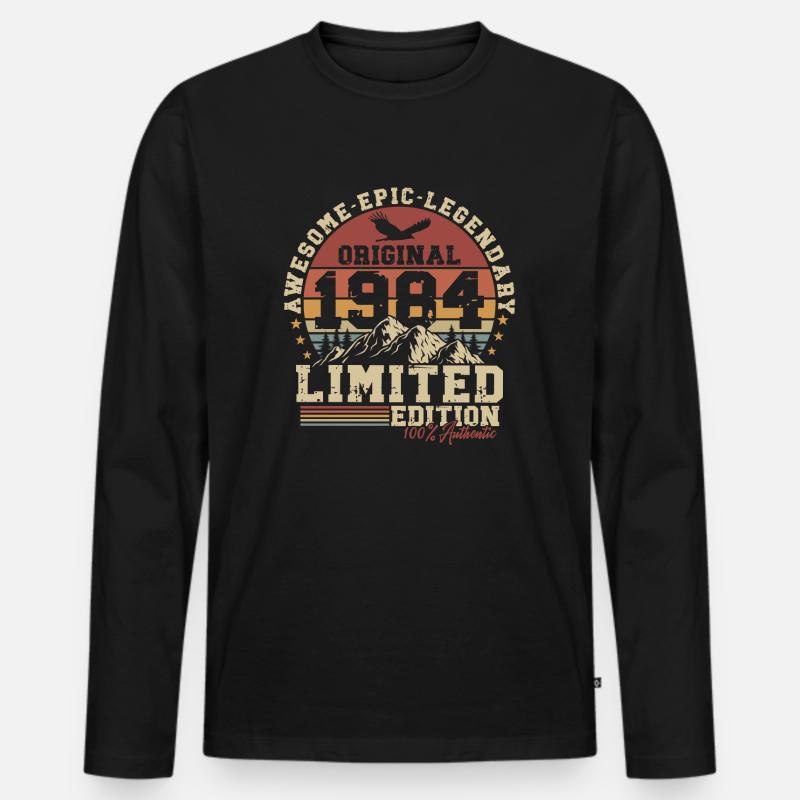 1984 geboren Vintage Retro Geburtstag Geschenk - Männer Premium Bio Langarmshirt - Schwarz