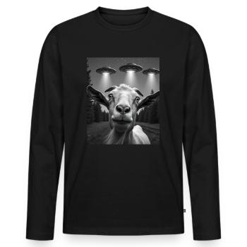 Ufo Lustige Ziege - Männer Premium Bio Langarmshirt - Schwarz - Vorne - Nico (187cm)