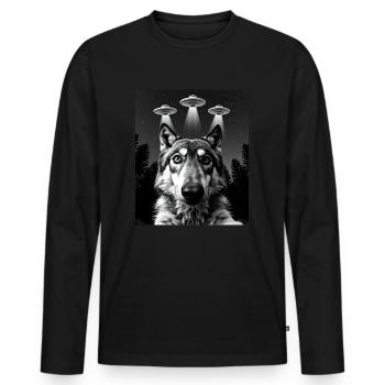 Ufo Lustiger Wolf - Männer Premium Bio Langarmshirt - Schwarz - Vorne - Nico (187cm)