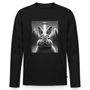 Ufo Lustiger Hase - Männer Premium Bio Langarmshirt - Schwarz - Vorne - Nico (187cm)