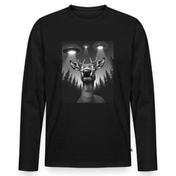 Ufo Lustiger Hirsch - Männer Premium Bio Langarmshirt - Schwarz - Vorne - Nico (187cm)