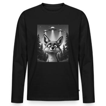 UFO Funny Fox - Men's Premium Organic Long Sleeve Shirt - black - Front - Nico (187cm)