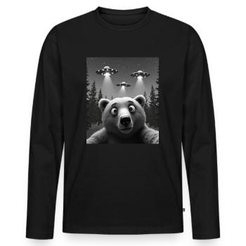 Ufo Lustiger Bär - Männer Premium Bio Langarmshirt - Schwarz - Vorne - Nico (187cm)