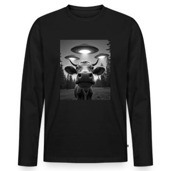 Ufo Lustig Kuh - Männer Premium Bio Langarmshirt - Schwarz - Vorne - Nico (187cm)
