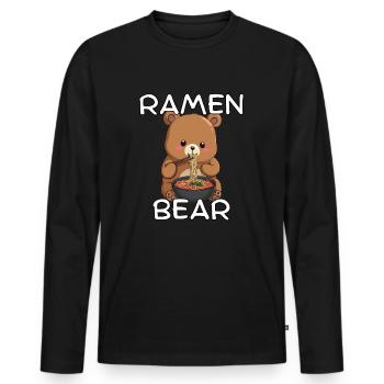 Ramen Bear - Männer Premium Bio Langarmshirt - Schwarz - Vorne - Nico (187cm)