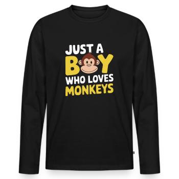 Just A Boy Who Loves Monkeys - Men's Premium Organic Long Sleeve Shirt - black - Front - Nico (187cm)