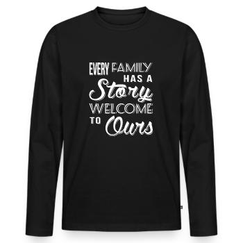 Family Story - Men's Premium Organic Long Sleeve Shirt - black - Front - Nico (187cm)