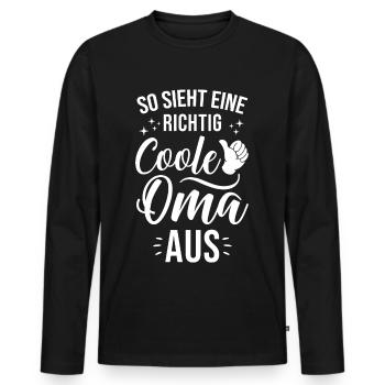 So sieht eine richtig coole Oma aus - Männer Premium Bio Langarmshirt - Schwarz - Vorne - Nico (187cm)