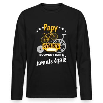 Papy cycliste - T-shirt manches longues Premium bio Homme - noir - Devant - Nico (187cm)