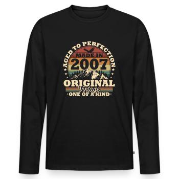 Cadeau d’anniversaire vintage original 2007 - T-shirt manches longues Premium bio Homme - noir - Devant - Nico (187cm)
