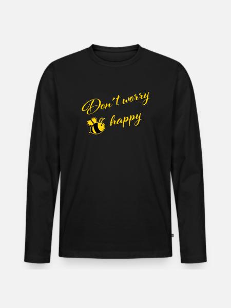 Don´t worry Bee happy - Männer Premium Bio Langarmshirt - Schwarz