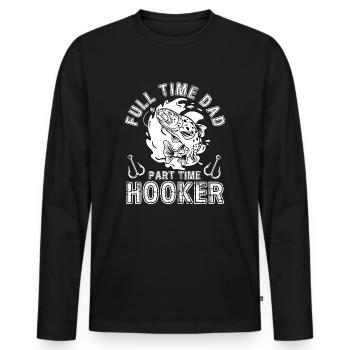 Full Time Dad Part Time Hook Angler Kostüm - Männer Premium Bio Langarmshirt - Schwarz - Vorne - Nico (187cm)