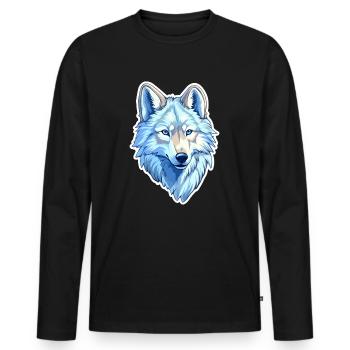 Wolf Kostüm blauer Wolfskopf Werwolf und - Männer Premium Bio Langarmshirt - Schwarz - Vorne - Nico (187cm)