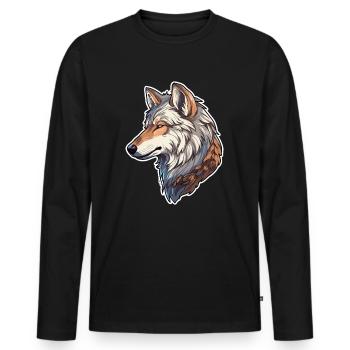 Wolf Kostüm blauer Wolfskopf Werwolf und - Männer Premium Bio Langarmshirt - Schwarz - Vorne - Nico (187cm)