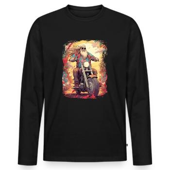 Bike Motocross Biker Outfit for Motorcycle Tours - Men's Premium Organic Long Sleeve Shirt - black - Front - Nico (187cm)