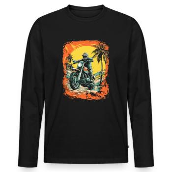 Bike Motocross Biker Outfit for Motorcycle Tours - Men's Premium Organic Long Sleeve Shirt - black - Front - Nico (187cm)