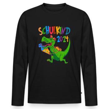 Dinos Schultüte Einschulung Schulkind 2024 - Männer Premium Bio Langarmshirt - Schwarz - Vorne - Nico (187cm)