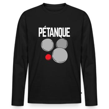Boules de boules pour bouler et pétanque - T-shirt manches longues Premium bio Homme - noir - Devant - Nico (187cm)