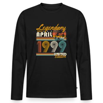 Légendaire depuis avril 1999 Vintage Birthday - T-shirt manches longues Premium bio Homme - noir - Devant - Nico (187cm)