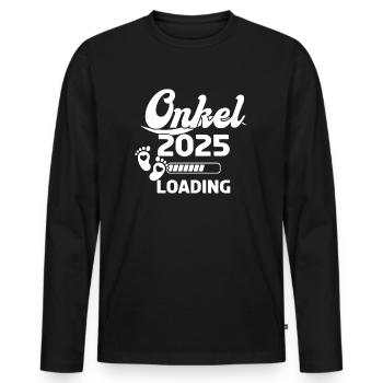 Onkel 2025 Loading - Männer Premium Bio Langarmshirt - Schwarz - Vorne - Nico (187cm)