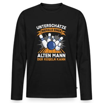 Kegeln Kegler Alter Mann Kegel Kegelclub Kegeltour - Männer Premium Bio Langarmshirt - Schwarz - Vorne - Nico (187cm)