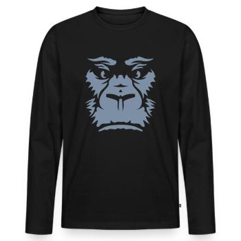 gorille tete animaux feroce 12095 - T-shirt manches longues Premium bio Homme - noir - Devant - Nico (187cm)