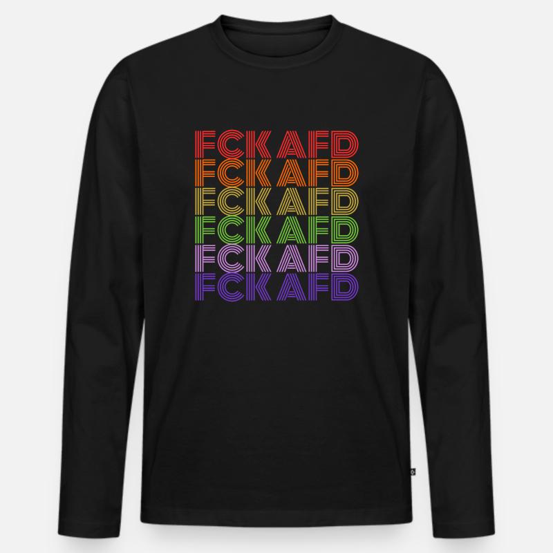 Fck Afd Fck Nzs - Männer Premium Bio Langarmshirt - Schwarz