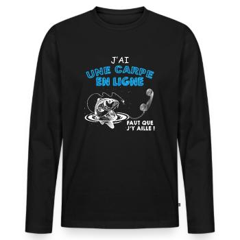Carpe en ligne...Allô - T-shirt manches longues Premium bio Homme - noir - Devant - Nico (187cm)