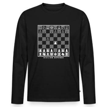 Joueur d’échecs d’ouverture d’échiquier d’échiquier d’échiquier sicilien de défense - T-shirt manches longues Premium bio Homme - noir - Devant - Nico (187cm)