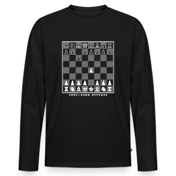 joueur d’échecs d’ouverture d’échecs de karo kann - T-shirt manches longues Premium bio Homme - noir - Devant - Nico (187cm)
