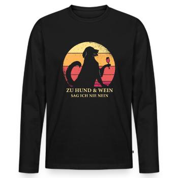 Zu Hund und Wein sag ich nie nein Hunde freund - Männer Premium Bio Langarmshirt - Schwarz - Vorne - Nico (187cm)