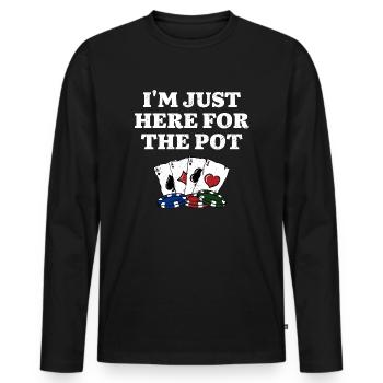 Ici pour le Pot Gambler Casino Gambling Gaming - T-shirt manches longues Premium bio Homme - noir - Devant - Nico (187cm)