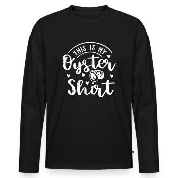 Huître Design Fruits de mer Nature - T-shirt manches longues Premium bio Homme - noir - Devant - Nico (187cm)
