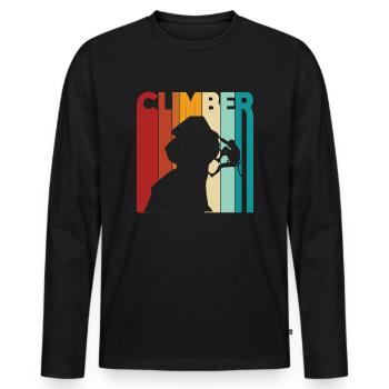 Bergsteigen retro felsklettern idee - Männer Premium Bio Langarmshirt - Schwarz - Vorne - Nico (187cm)
