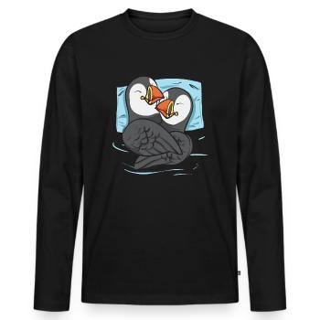 puffin puffin auke birds Lunde - Men's Premium Organic Long Sleeve Shirt - black - Front - Nico (187cm)